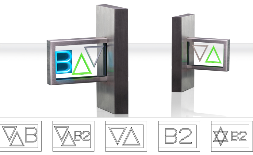 Picture of LED Extended Destination Arrow in a metal hall fixture