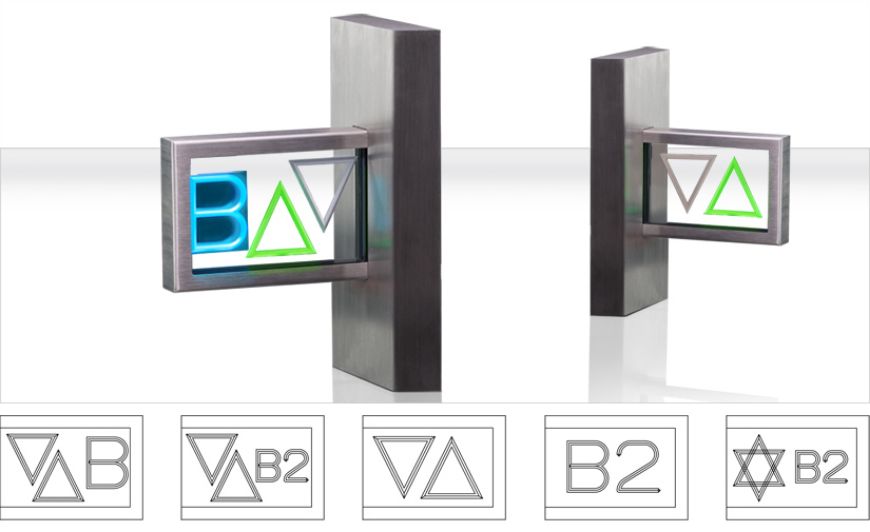 Picture of LED Extended Destination Arrow in a metal hall fixture